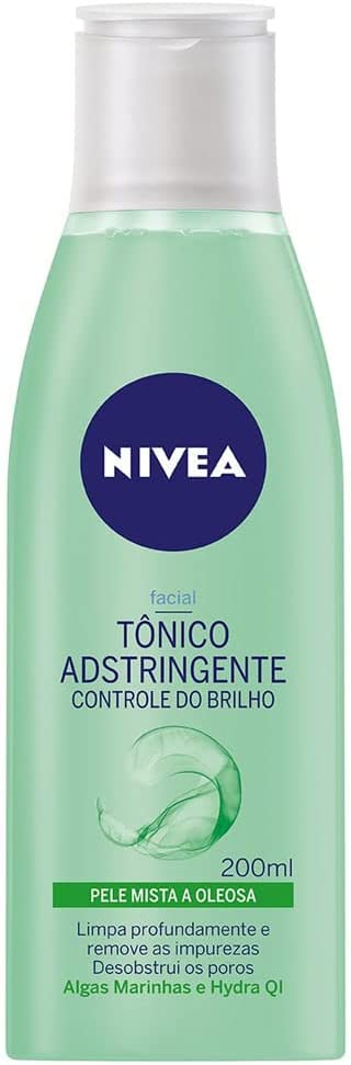 NIVEA Tônico Facial Controle do Brilho - Remove profundamente as impurezas, ajuda a controlar a oleosidade, contém vitamina B5 e é livre de álcool etílico em sua fórmula - 200ml