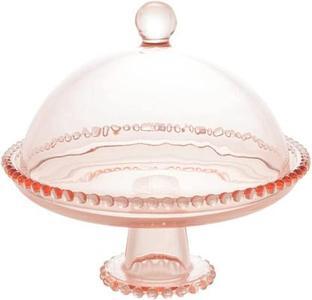 Wolff Pearl Prato com Pé e Tampa de Cristal, Rosa, 20 x 18 cm