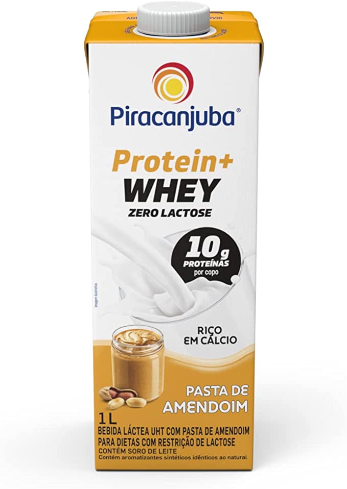 Piracanjuba Protein+ Whey Zero Lactose Sabor Pasta de Amendoim 1L