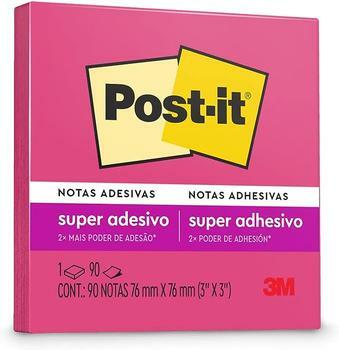 Post-it, 3M, Bloco de Notas Super Adesivas, Pink Neon, 76mm x 76mm, 90 folhas