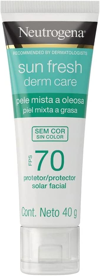 Neutrogena Sun Fresh Protetor Solar Facial Para Pele Oleosa Derm Care Sem Cor FPS 70, 40g