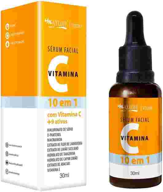 Sérum Facial Vitamina C, 10 em 1, Pele Hidratada, Macia e Iluminada, 30ml, Max Love