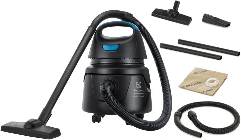 Aspirador água pó Electrolux compacto potente função sopro 1400W 12 L total 5 L util protetor termico AWD01 127v