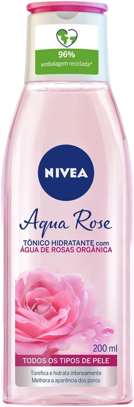 NIVEA Tônico Hidratante Aqua Rose 200ml - Cuidado Facial - Melhora a aparência dos poros, tonifica e finaliza a limpeza do rosto, além de hidratar