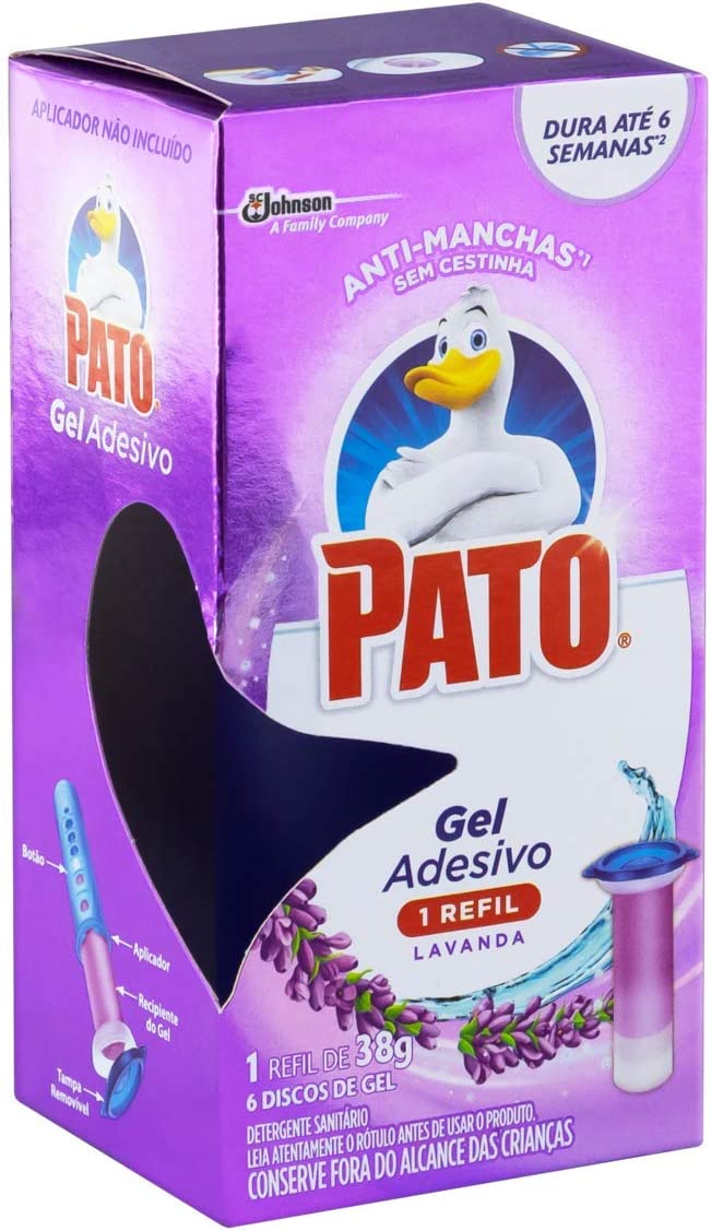 Desodorizador Sanitário Pato Gel Adesivo Refil Lavanda 6 unidades