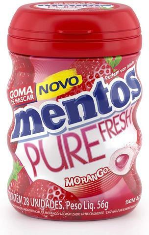 Garrafa Goma de Mascar Sem Açúcar Mentos Pure Fresh Morango | 56g