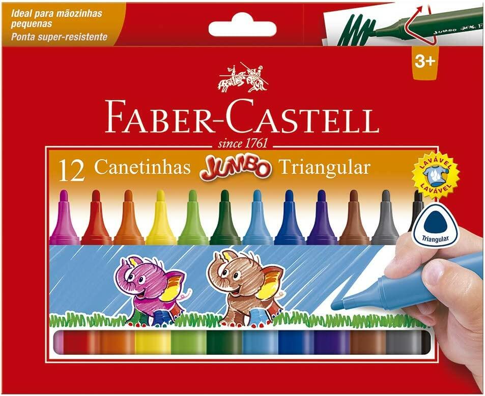 Canetinha Hidrográfica, Faber-Castell, Jumbo, 15.0212J, 12 Cores