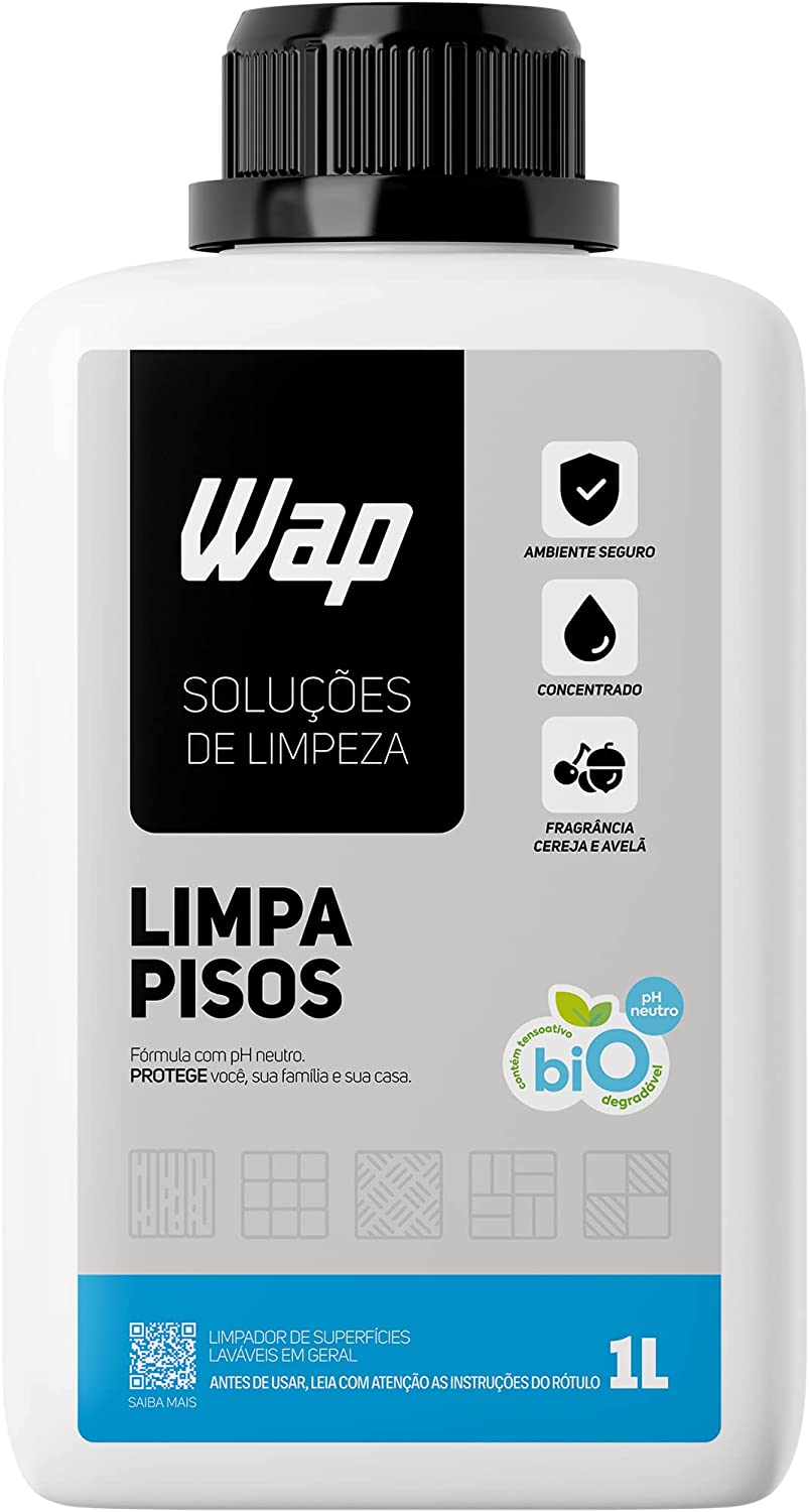 Limpador de Porcelanatos Pisos e Superfícies WAP LIMPA PISOS 1 LITRO, Branco e azul