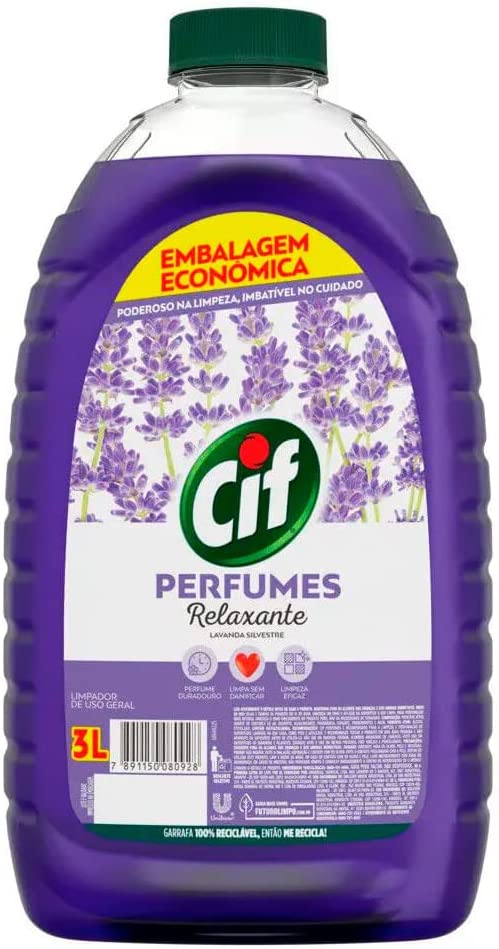 Limpador de Uso Geral Perfumado Relaxante Lavanda Silvestre Cif Perfumes Frasco 3l Embalagem Econômica, Cif