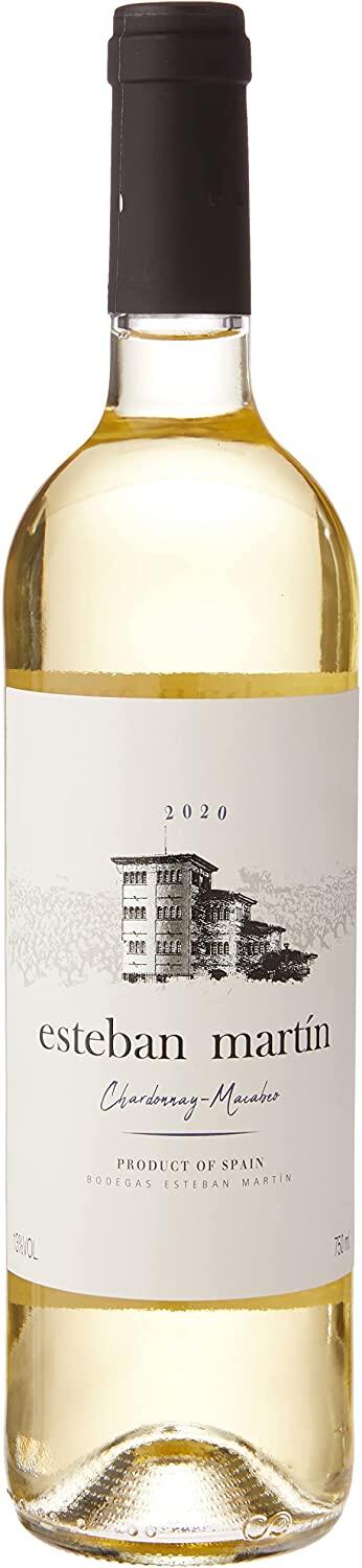 Vinho Branco Esteban Martín D.O.P. Cariñena Chardonnay Macabeo Blanco 750 ml Bodegas Esteban Martin Chardonnay