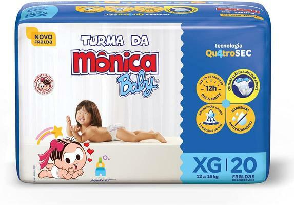 Fralda Turma da Monica Baby Jumbo XG 20 Unidades, Turma da Mônica Baby, Azul, X-Grande