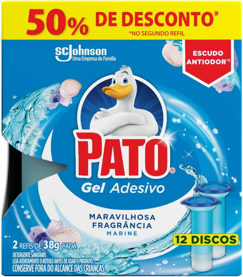 Kit Desodorizador Sanitário Pato Gel Adesivo Marine Refil 6 Discos 2UN