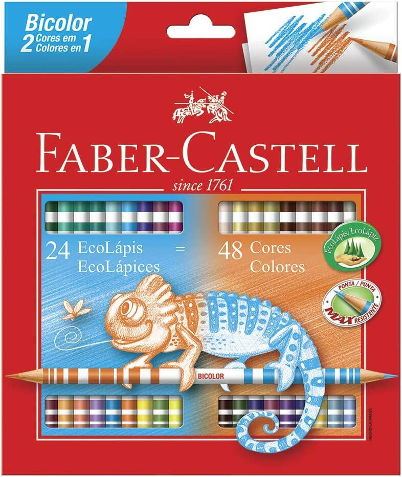 Lápis de Cor Ecolápis Bicolor 24 Lápis/48 Cores Faber Castell