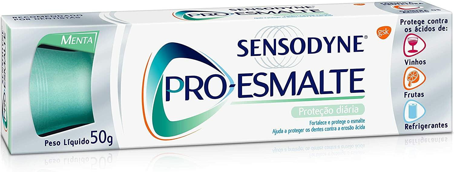 Sensodyne Pró-Esmalte Creme Dental para Dentes Sensíveis, Essência de Menta, 50g