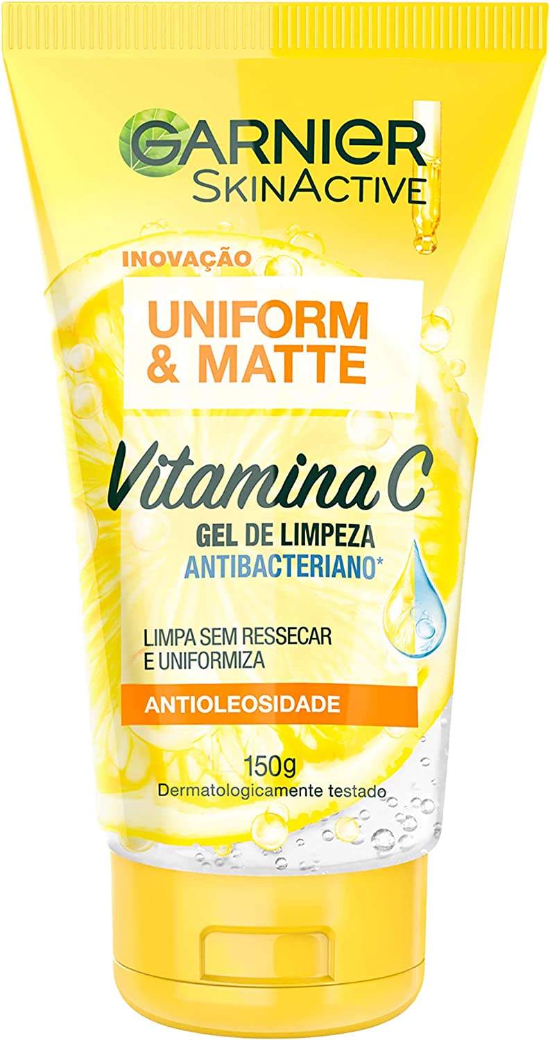 Gel de Limpeza Facial Antibacteriano Garnier Uniform & Matte Vitamina C Antioleosidade, 150ml