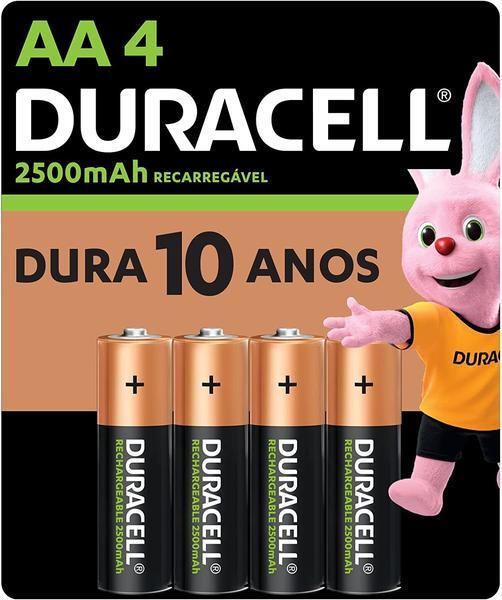 Pilha Recarregável AA Pequena DURACELL Com 4 Unidades