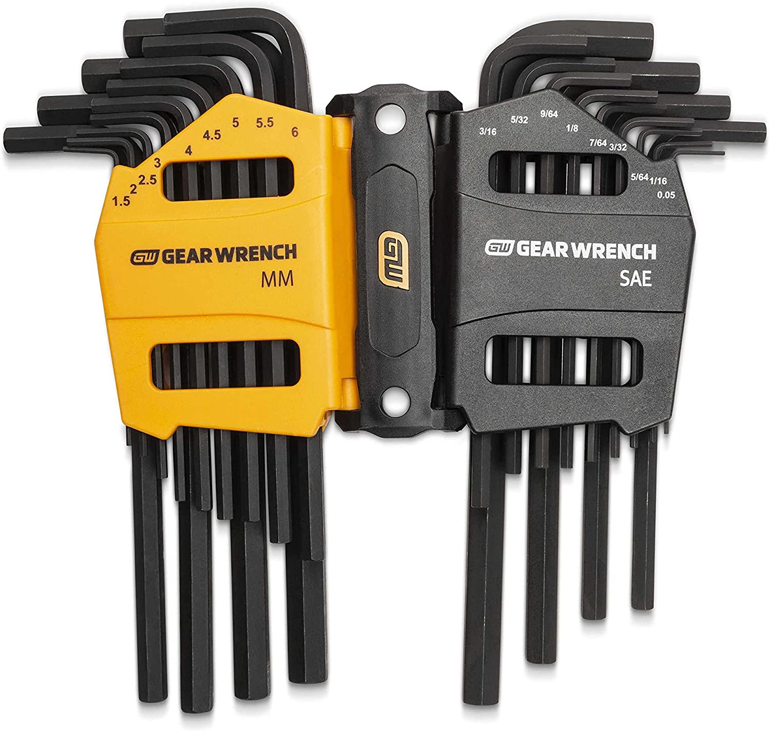 GEARWRENCH Conjunto de chaves hexagonais métricas, SAE/braço longo, 26 peças - 83504