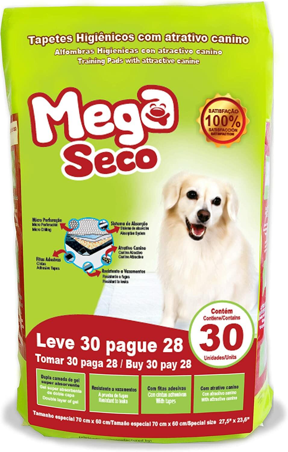 Tapete Higiênico Mega Seco 65x60cm c/ 30 unidades