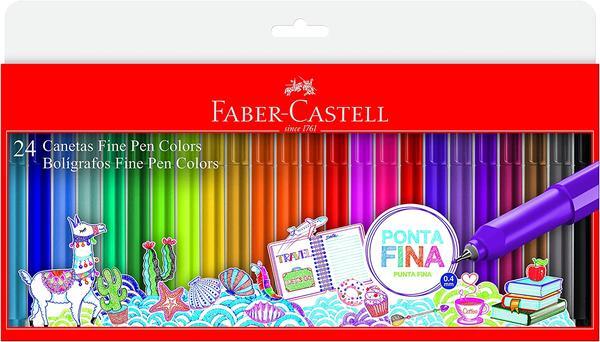 Caneta Ponta Fina, Faber-Castell, Fine Pen Colors, 24 Cores