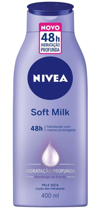 NIVEA Loção Hidratante Desodorante Soft Milk 400ml - Hidratação para pele seca, com textura leve e sensação de suavidade que deixa a pele macia, cheirosa e hidratada por 48h