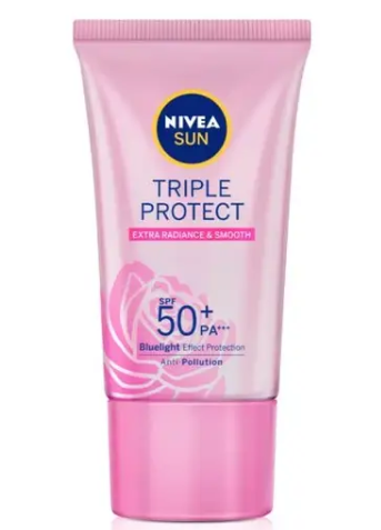 NIVEA SUN Protetor Solar Facial Tripla Proteção Loção Pele Radiante FPS 50 40ml - Com fórmula ultraleve e alta proteção, esse protetor solar tem triplo combate contra os raios UVA/UVB, radicais livres e luz visível, além de proporcionar aparência saudável