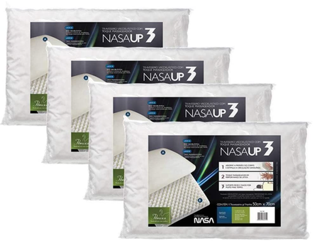 kit 4 pçs travesseiro nasa up 3 p/fronhas 50x70 cm - Fibrasca, Branco