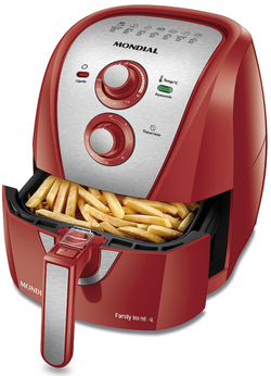 Fritadeira a Ar MONDIAL, Family Inox Red - 4L, 110V, 1500W - AFN-40-RI