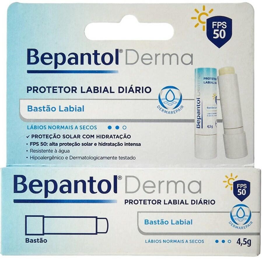 Bepantol Derma Protetor Labial Diário, Hidratante Labial, FPS 50, Branco