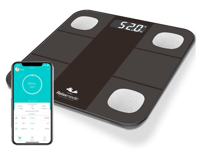 Balança Digital Corporal Bioimpedância c/Aplicativo Bluetooth Smart App - Relaxmedic
