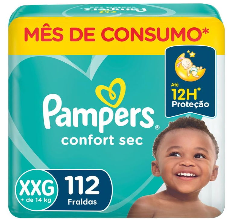 Fraldas Pampers Confort Sec XXG 112 Unidades, Pampers