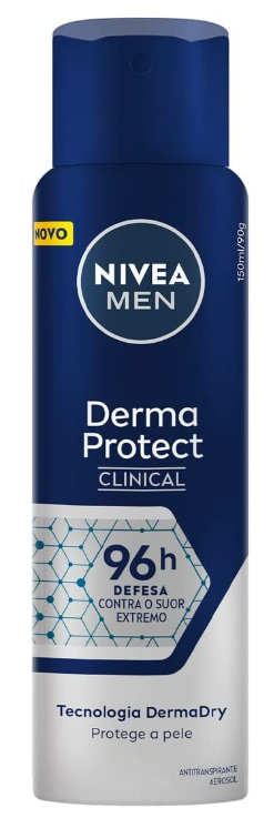 NIVEA Antitranspirante Derma Protect Clinical Masculino - Alta proteção de 96 horas contra o suor excessivo e o mau odor, garantindo axilas macias e sem irritação - 150ml