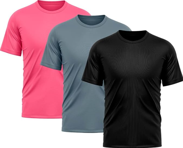 Kit 3 Camisetas Masculina Dry Fit Proteção Solar UV Básica Lisa Treino Academia Ciclismo Camisa