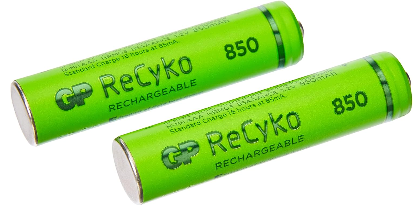 2 Pilhas Recarregaveis AAA 850mAh Recyko GP Batteries