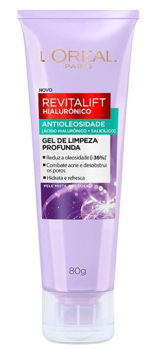 Gel de Limpeza Antioleosidade L'Oréal Paris Revitalift Hiaurônico, 80g, Cor: Incolor