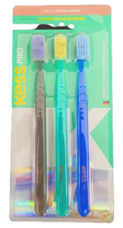 KESS Pack com 3 Escovas Dentais Pro Extra Macias