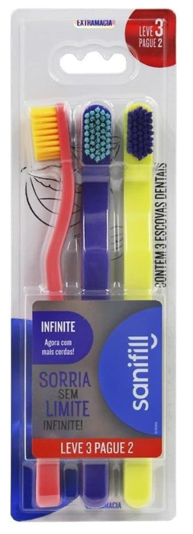 Escova de Dente Sanifill Infinite Leve 3 Pague 2 - Cerdas Extramacias – Cores Sortidas, Sanifill