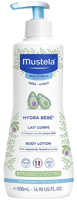 Hydra Bebê com Abacate Orgânico Mustela, Hidratante Corporal Infantil, 97% de Ingredientes de Origem Natural, 500Ml, Mustela Bebê, 500 Ml