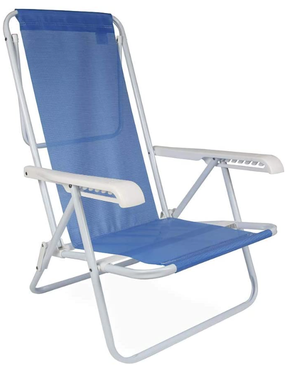 Cadeira Reclinável Aço 8 Posições Azul Mor