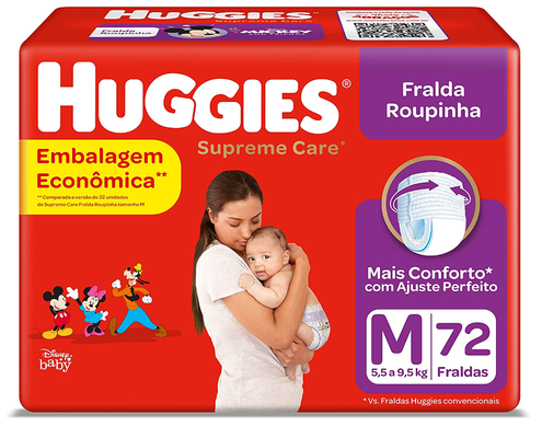 Fralda Huggies Supreme Care Roupinha M - 72 fraldas