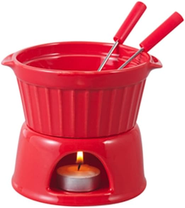 Aparelho de Fondue 4 Peças de Porcelana Classic Vermelho 400ml - Lyor