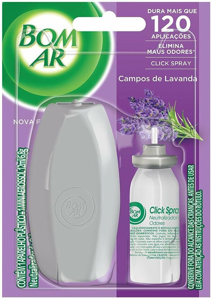 Bom Ar Air Wick Aromatizador Click Spray Aparelho + Refil Campos de Lavanda 12ml