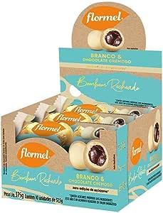 Bombom Redondo Branco com Recheio de Chocolate (Display com 10 Unidades de 37,5 Gramas)