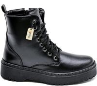 Bota Coturno Militar Feminino Blogueira Cano Alto Com Cadarço Sola de Borracha Antiderrapante 202-GG