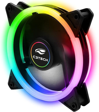 C3Tech Gaming Cooler Fan F7-L210RGB 12cm - Com iluminação RGB conector ARGB de 6 pinos Baixo Ruido rolamento Hidraulico 1200RPM