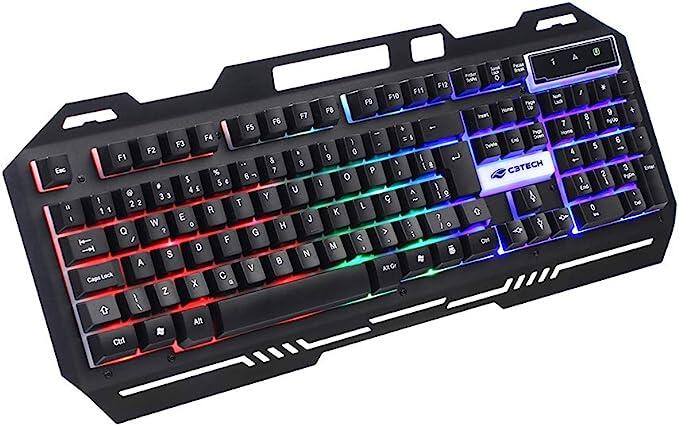 C3Tech - Teclado Gaming USB KG-40BK Preto Layout ABNT2 Anti-Ghosting com Iluminação de Led Multicolor Compatível com PC/Mac e Linux