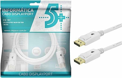 Cabo Displayport + Displayport 1.2 - Branco - 2M - com Trava