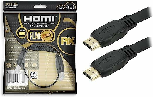 Cabo HDMI Flat 2.0 HDR 19 Pinos 4K - Polybag, 50 Centímetros