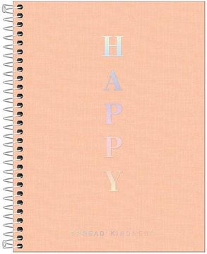 Caderno capa plástica colegial 10x1 160 folhas Happy Coral pastel Tilibra