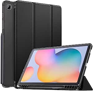 Capa para tablet Samsung Galaxy Tab S6 Lite 10.4” 2020 WB - Auto hibernação, silicone flexível, suporte para leitura, compartimento para S-Pen (Preto)