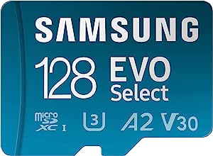 Cartão de memória microSDXC 128GB Samsung EVO Select (UHS-I, U3, A2, V30 c/ Adaptador) - MB-ME128KA